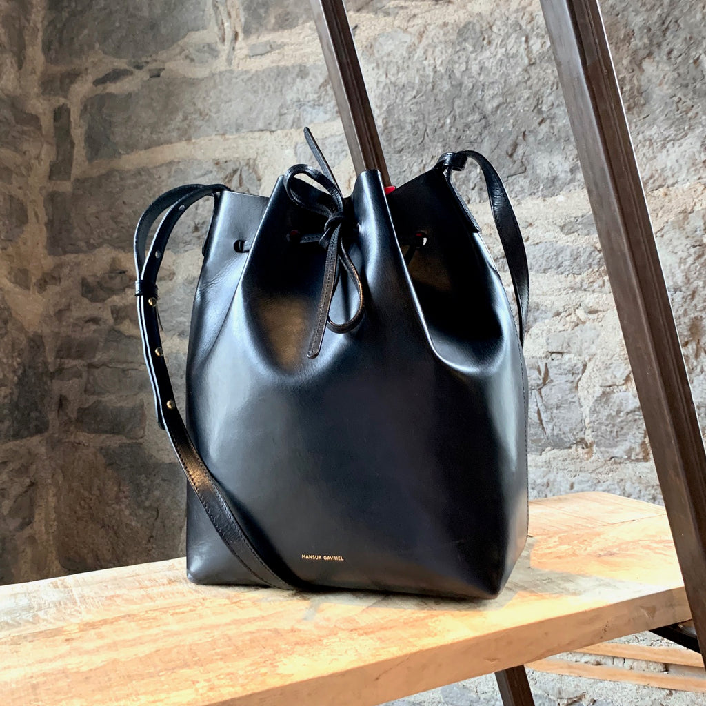 Mansur Gavriel Black & Flamma Leather Bucket Bag