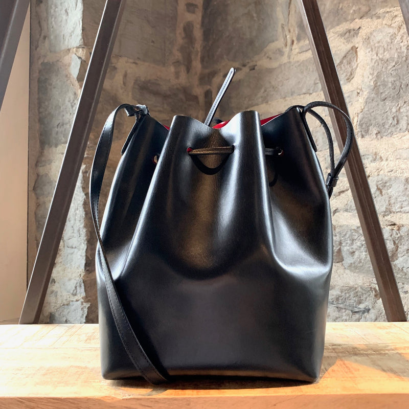 Mansur Gavriel Black & Flamma Leather Bucket Bag