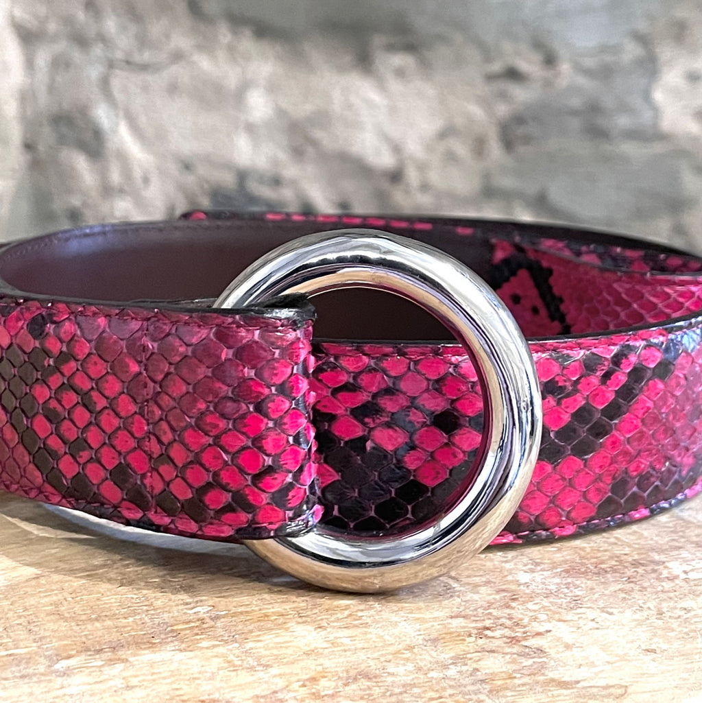 Dolce & Gabbana Fuschia Pink Black Python Belt