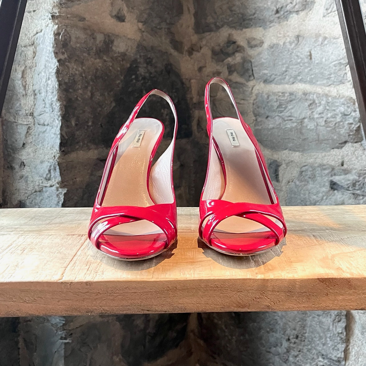 Miu Miu Red Patent Slingback Sandals Boutique LUC.S