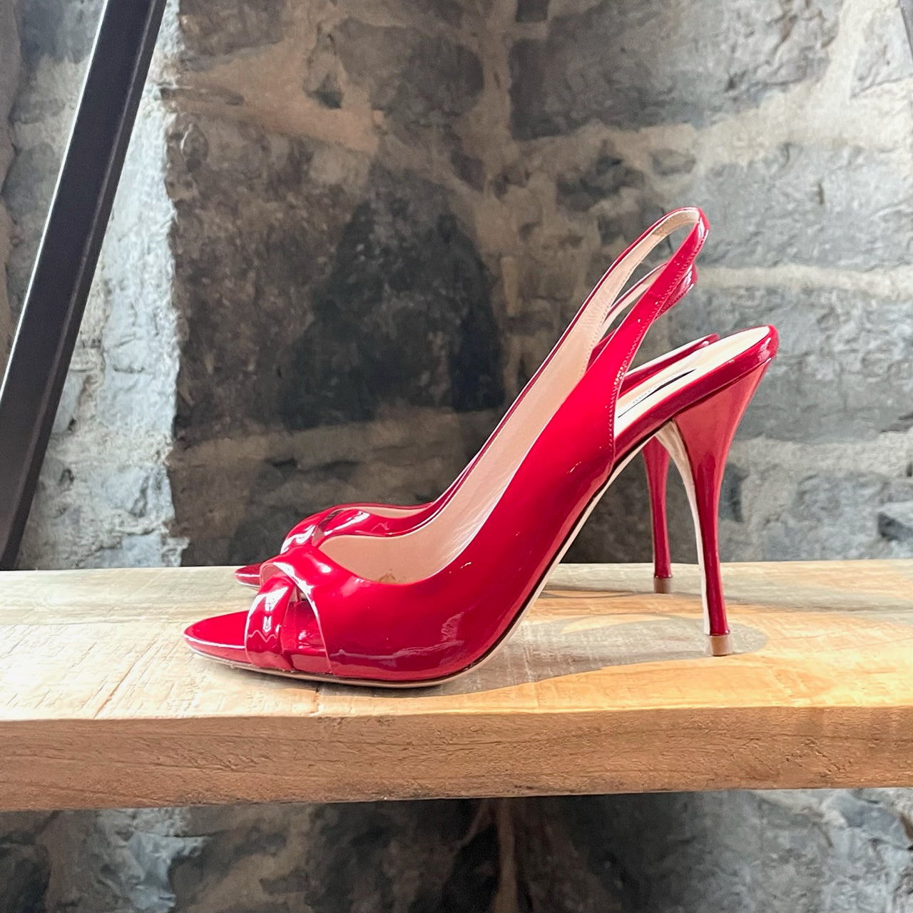 Miu Miu Red Patent Slingback Sandals Boutique LUC.S