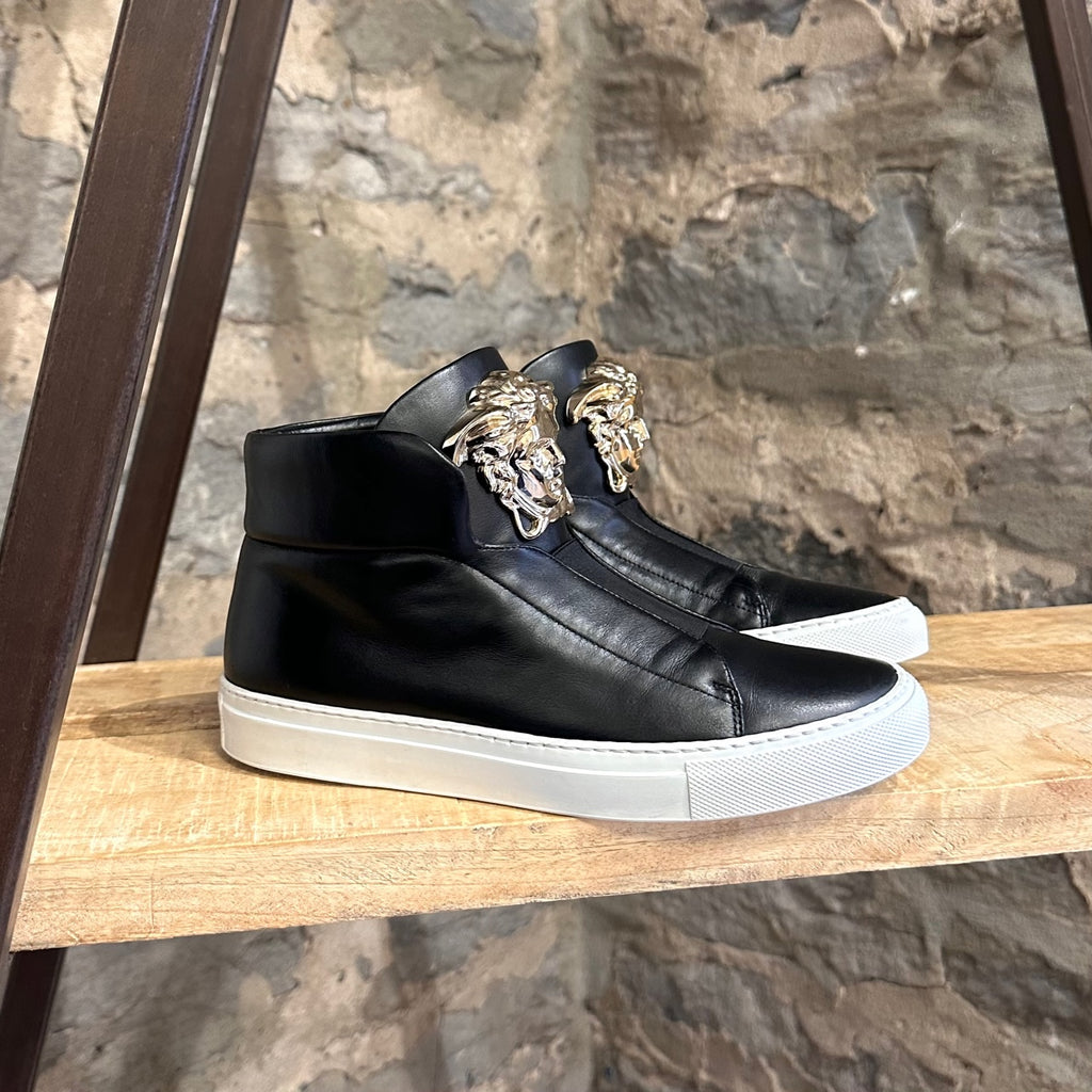 Versace Black Leather Palazzo Medusa High-top Sneakers