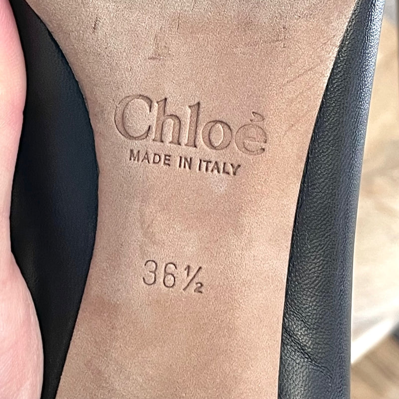 Chloé Black Leather Lauren Scallop Pumps