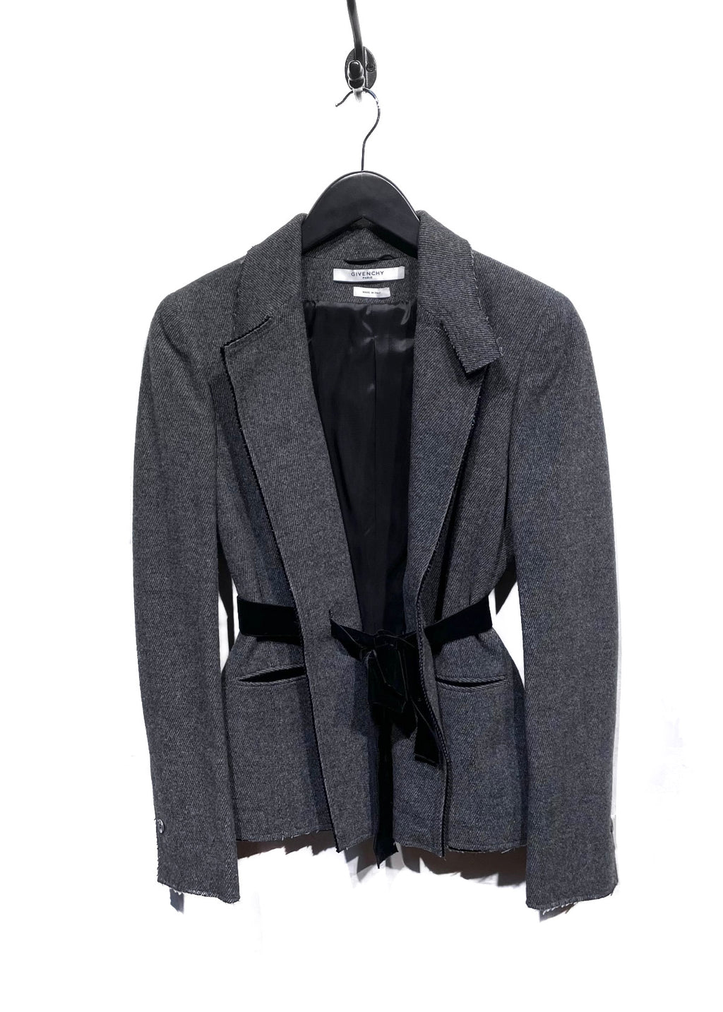 Givenchy Charcoal Tweed Blazer with Velour Attach