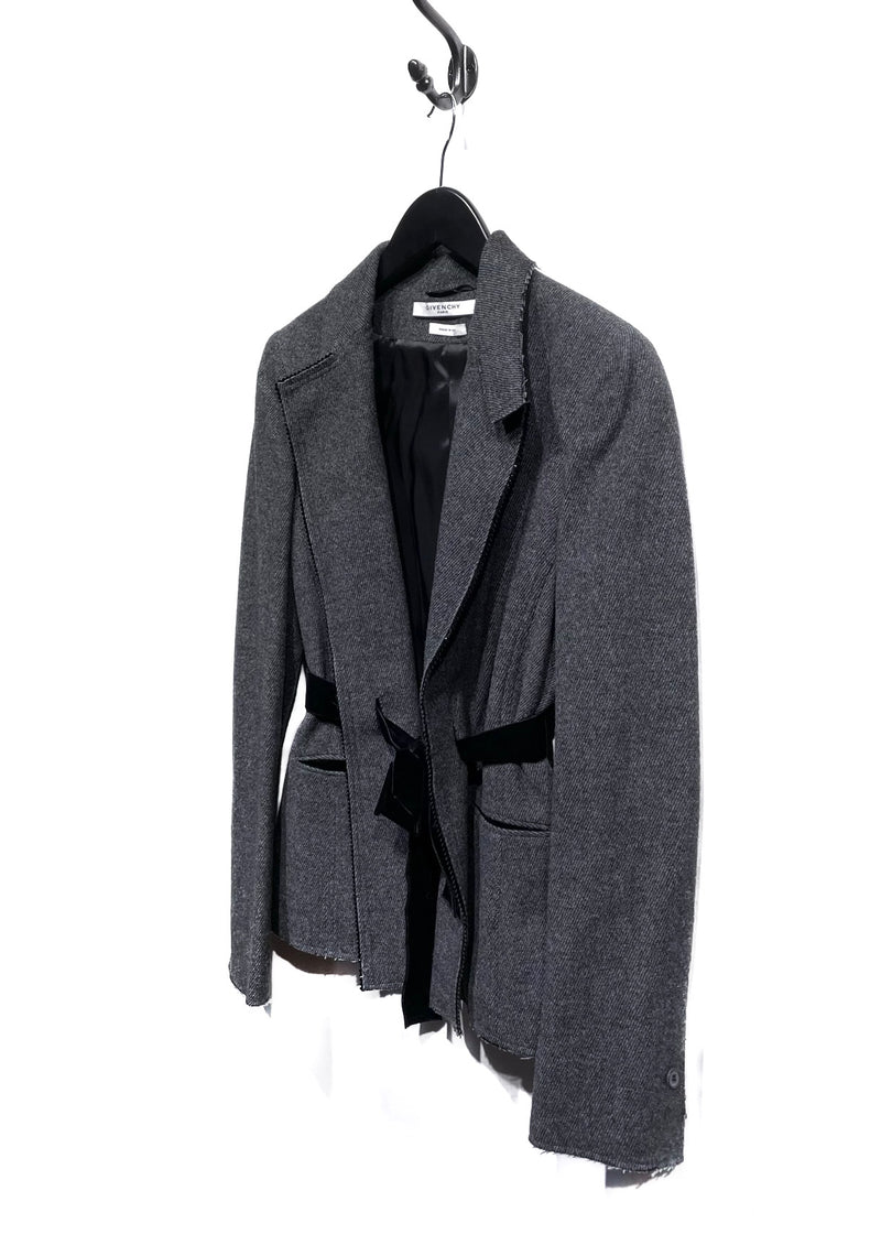 Givenchy Charcoal Tweed Blazer with Velour Attach