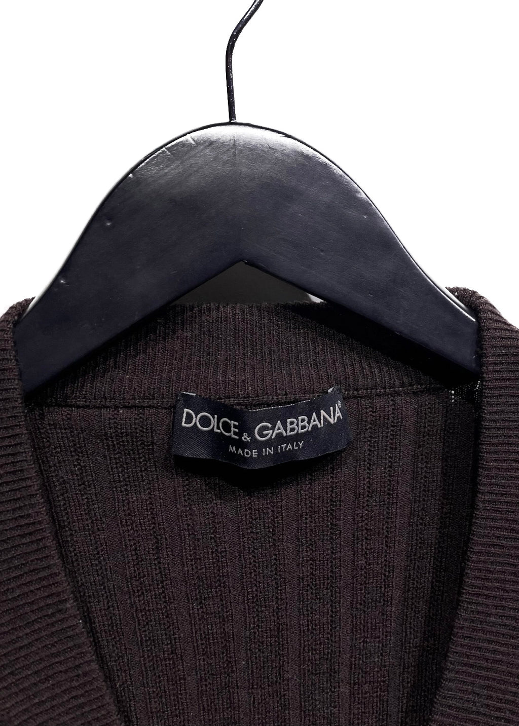 Dolce & Gabbana Brown Ribbed Knit Cardigan