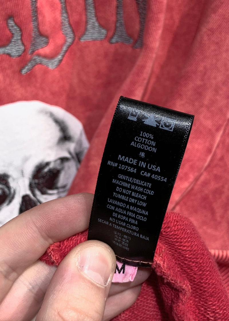 Alchemist Hold Fast 2018 Pink "Truckin" Embroidered Skull Print Destroyed Sweatshirt