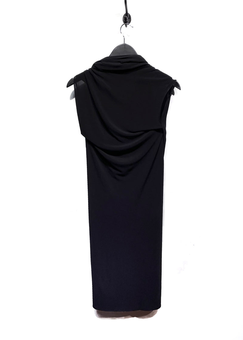 Lanvin Black Low Cowl Neck Asymetrical Short Dress