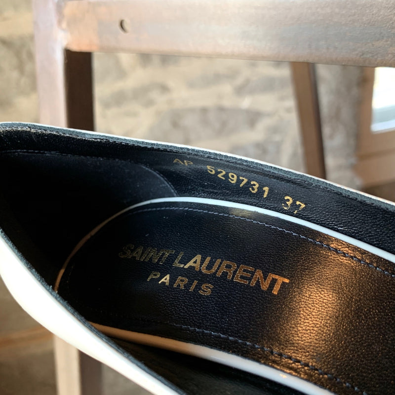 Escarpins Saint Laurent Anja 85 mm en cuir vernis ivoire
