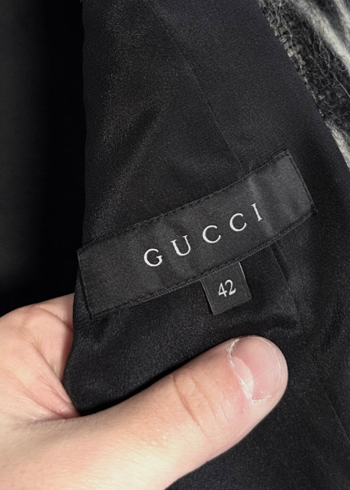 Gucci Alpaca Blend Animal Print Double Breasted Pea Coat