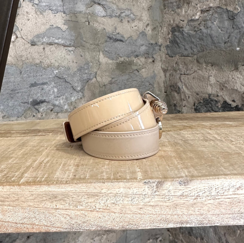 Givenchy Beige Patent Leather Obsedia Triple Wrap Bracelet