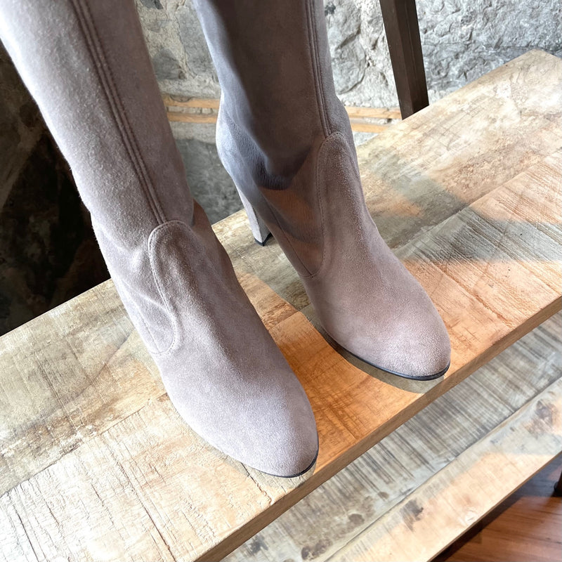 Stuart Weitzman Taupe Suede Over-the-Knee Boots