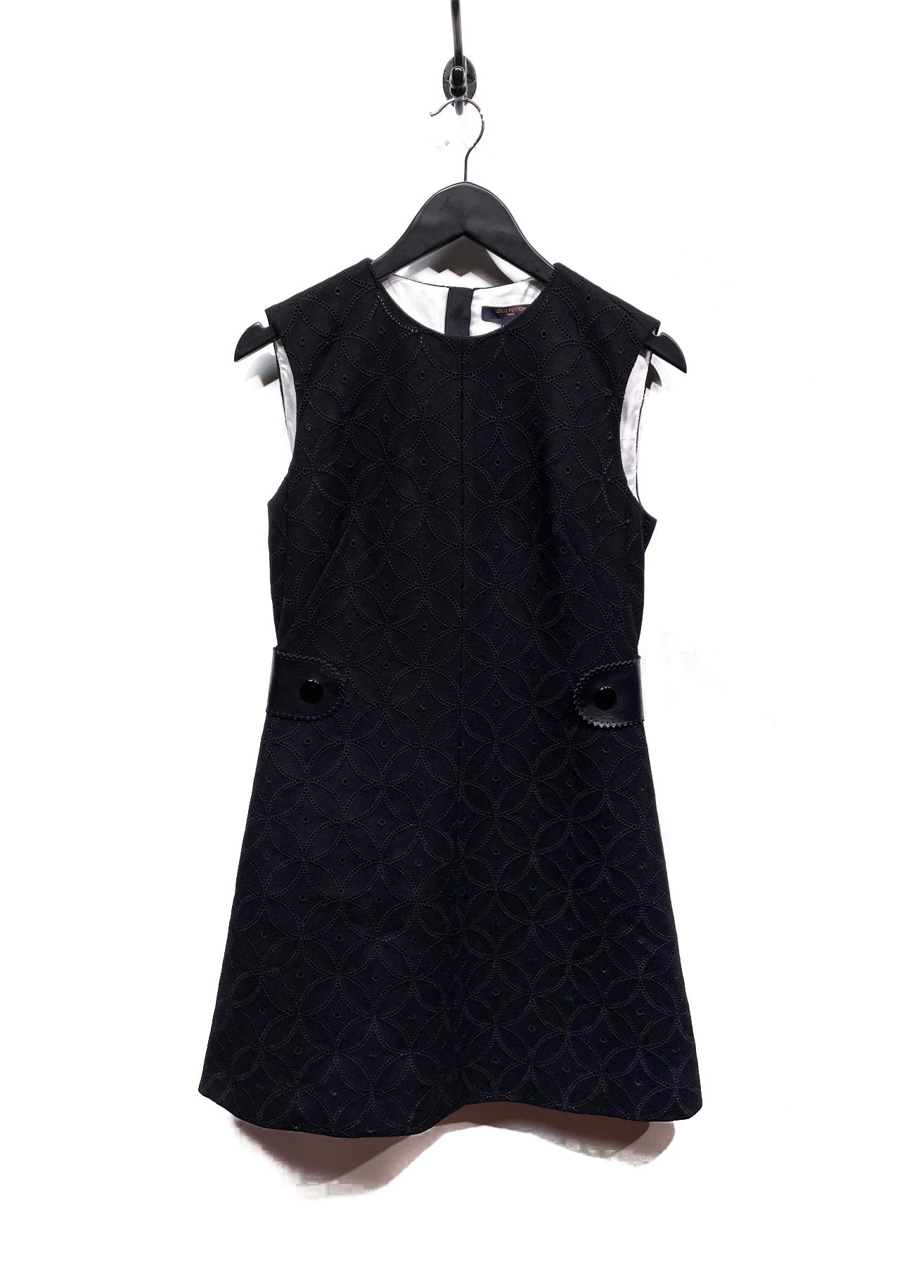 Louis Vuitton Black Wool A-Line Petal Embroidered Dress Boutique LUC.S Louis Vuitton Black Wool A-Line Petal Embroidered Dress Boutique LUC.S