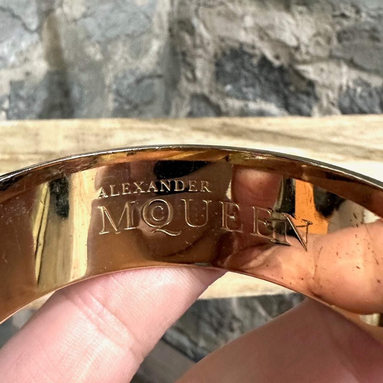 Alexander McQueen Black Enamel 3D Logo Bangle Bracelet – Boutique