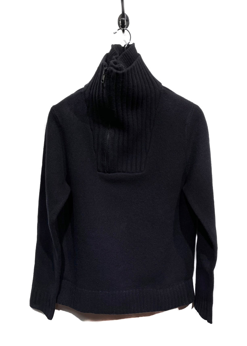 Givenchy Black Double Zip Collar Wool Blend Sweater