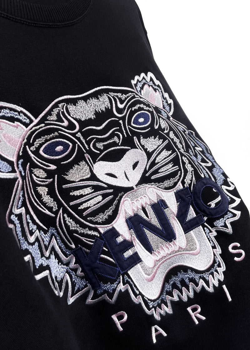 Kenzo Pink Tiger Embroidered Black Sweatshirt