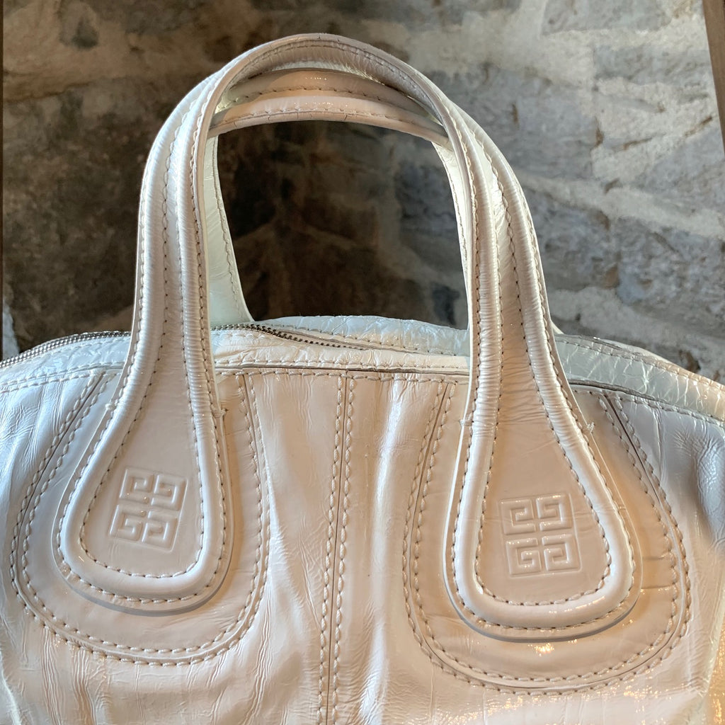 Givenchy White Patent Oversized Nightingale Tote