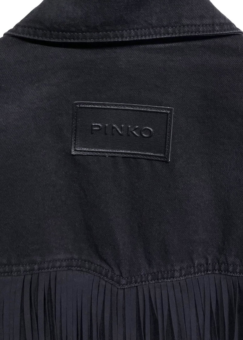 Pinko Shiny Black Faux Fur Trim Puffer Coat