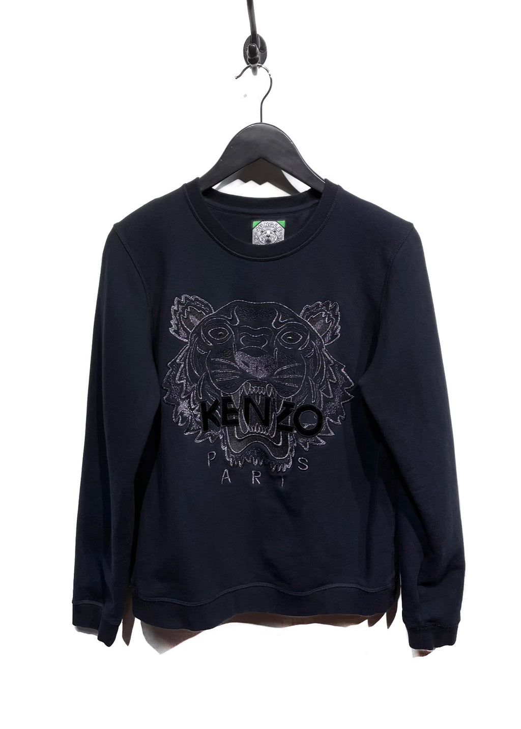 Kenzo Grey Tiger Embroidered Black Sweatshirt