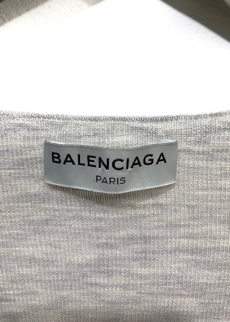 Balenciaga Light Grey Drawstring Deep Cardigan