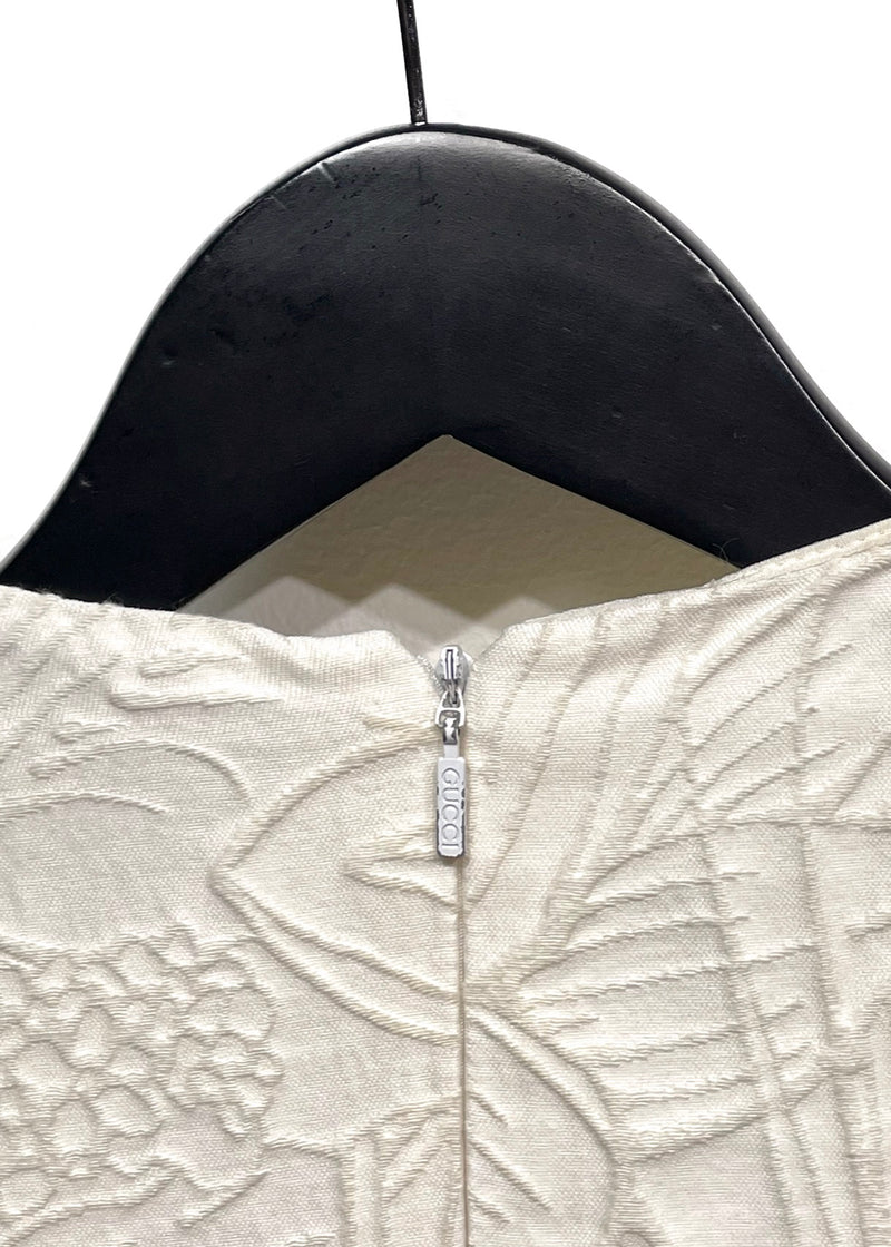 Robe sans manches texturée à fleurs ivoire Gucci