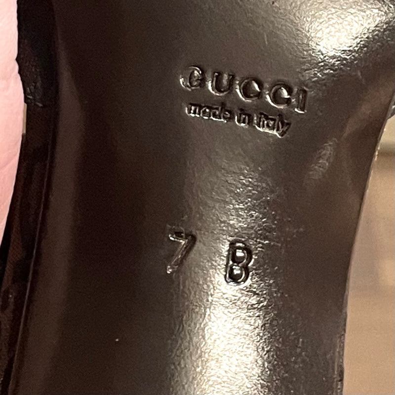 Escarpins vintage Gucci en toile marron foncé GG à bout carré