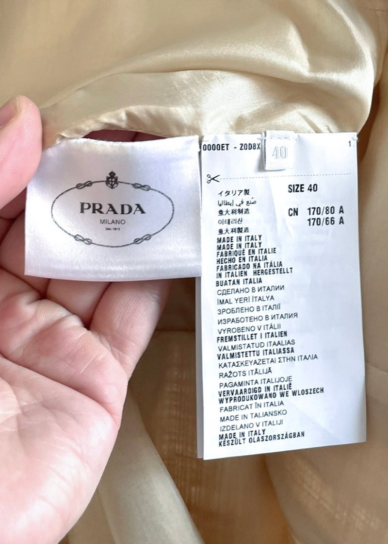 Robe ivoire Prada en soie shantung et accent de jacquard