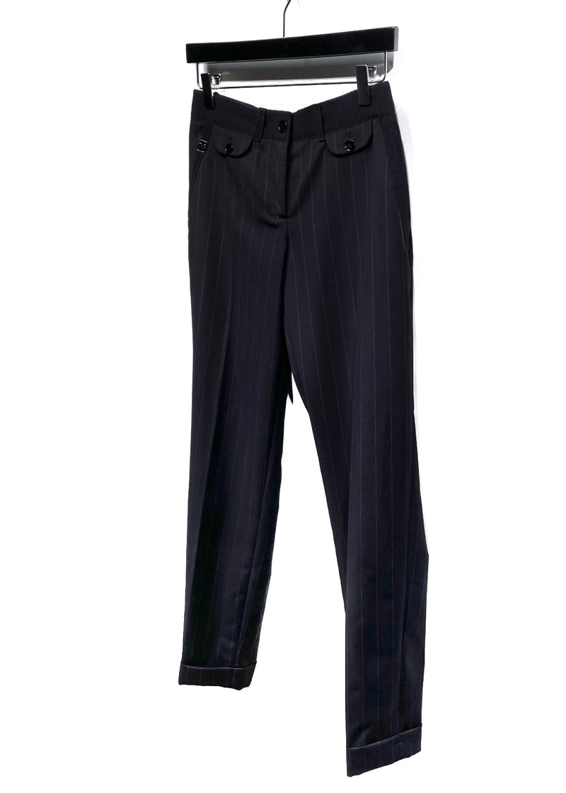 Pantalon en laine rayé noir Dolce & Gabbana