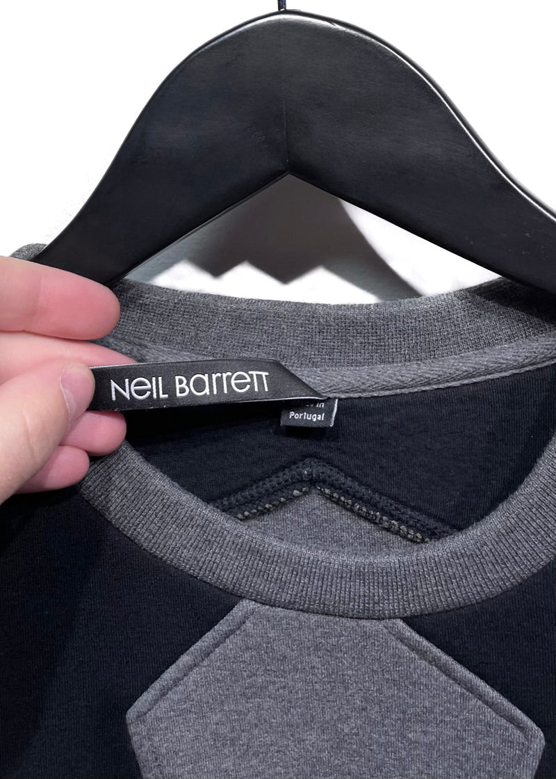 Neil Barrett Grey Black Colorblock Neoprene Zippered Sweatshirt