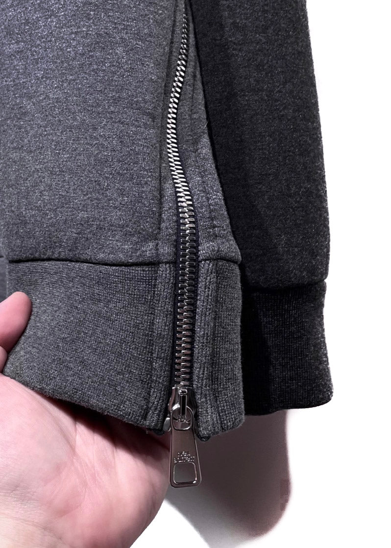 Neil Barrett Grey Black Colorblock Neoprene Zippered Sweatshirt
