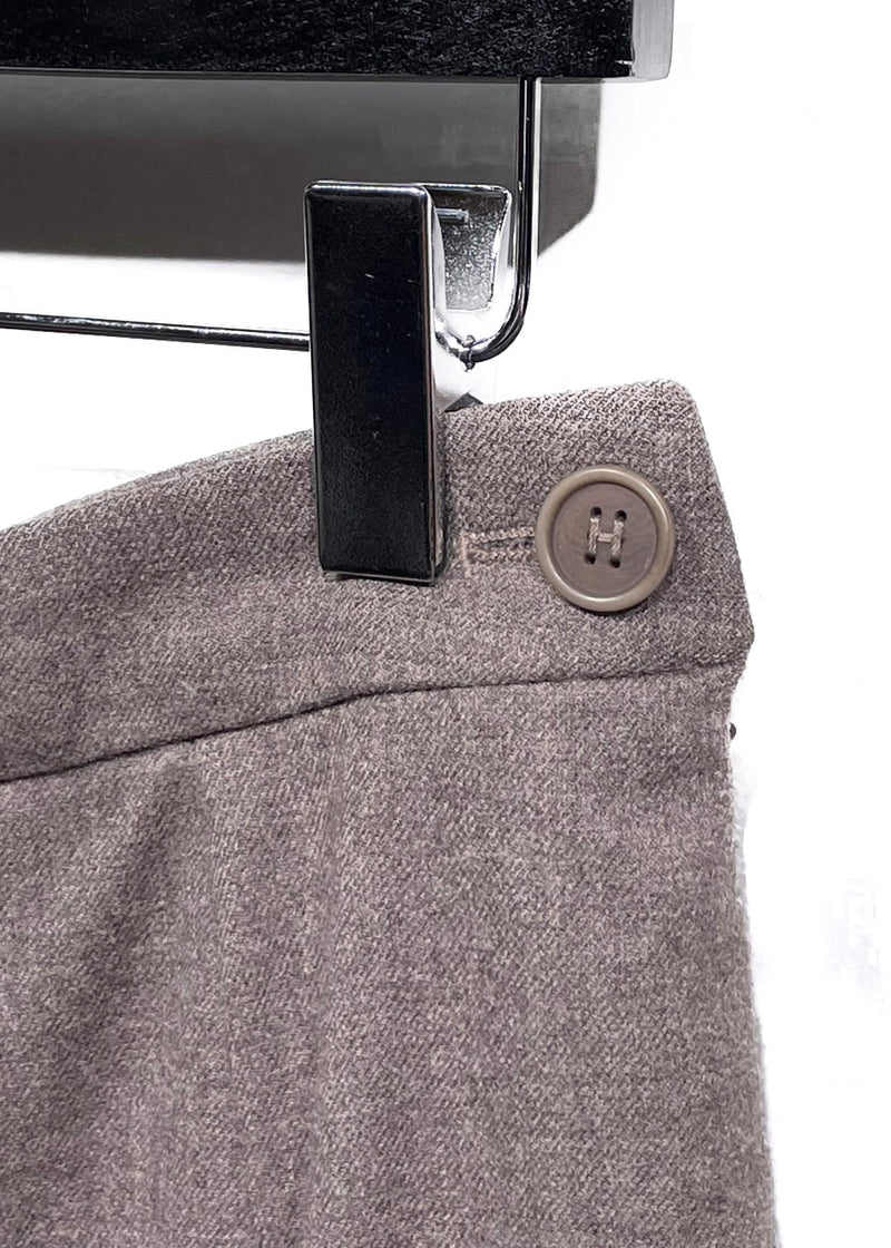 Pantalon à jambe droite Hermès Vintage taupe en laine mélangée