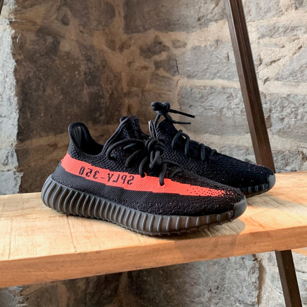 Adidas Yeezy Boost 350 V2 Core Black Red Stripe Sneakers