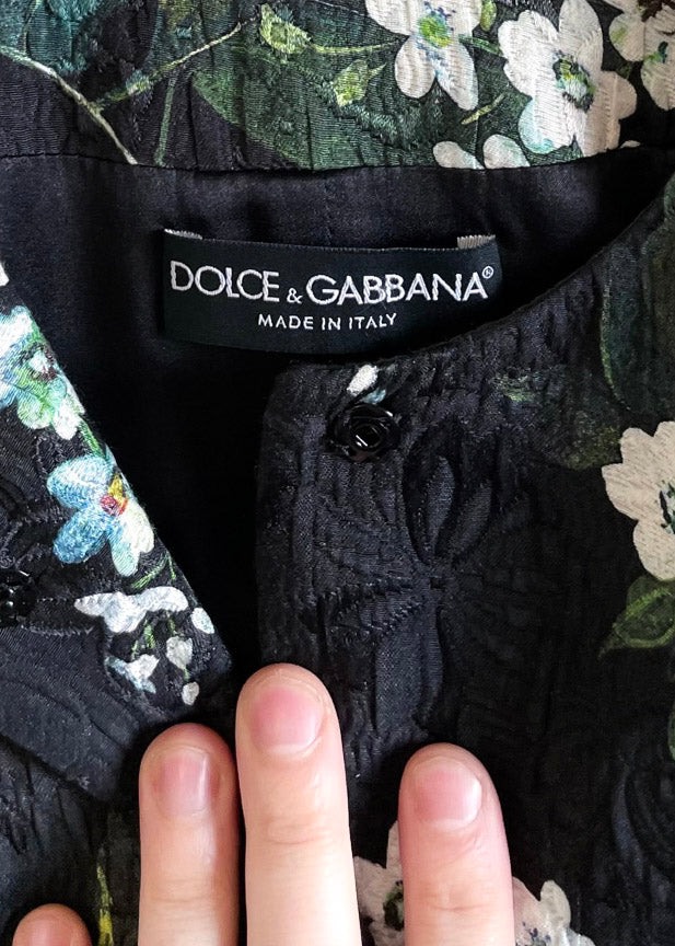 Veste de soirée Dolce & Gabbana en jacquard fleuri noir vert