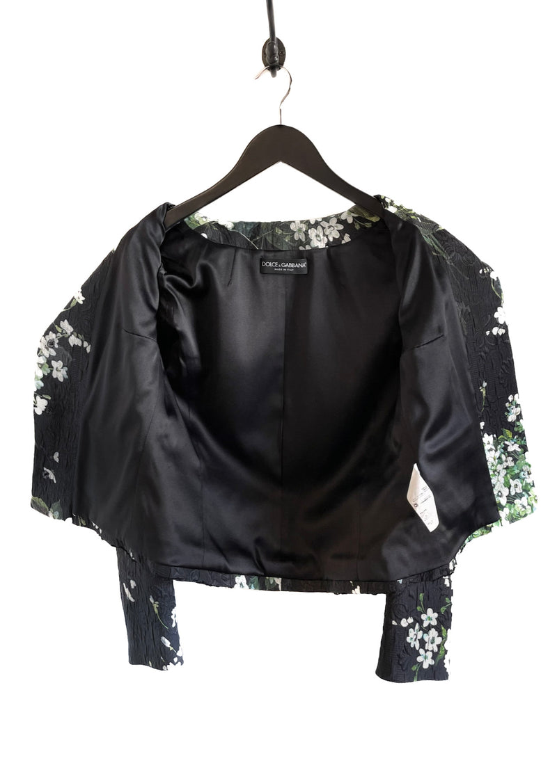 Veste de soirée Dolce & Gabbana en jacquard fleuri noir vert