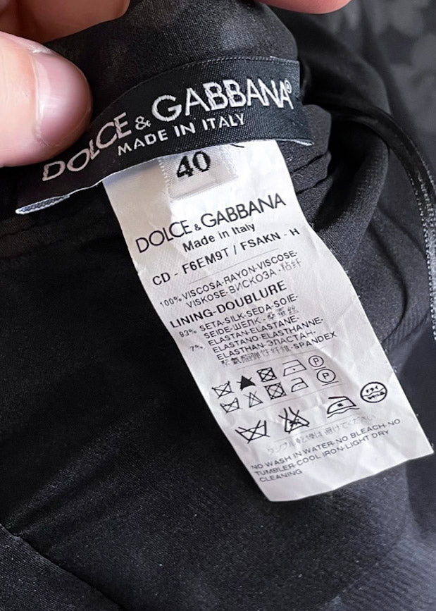Dolce & Gabbana Black Green Floral Gathered Dress