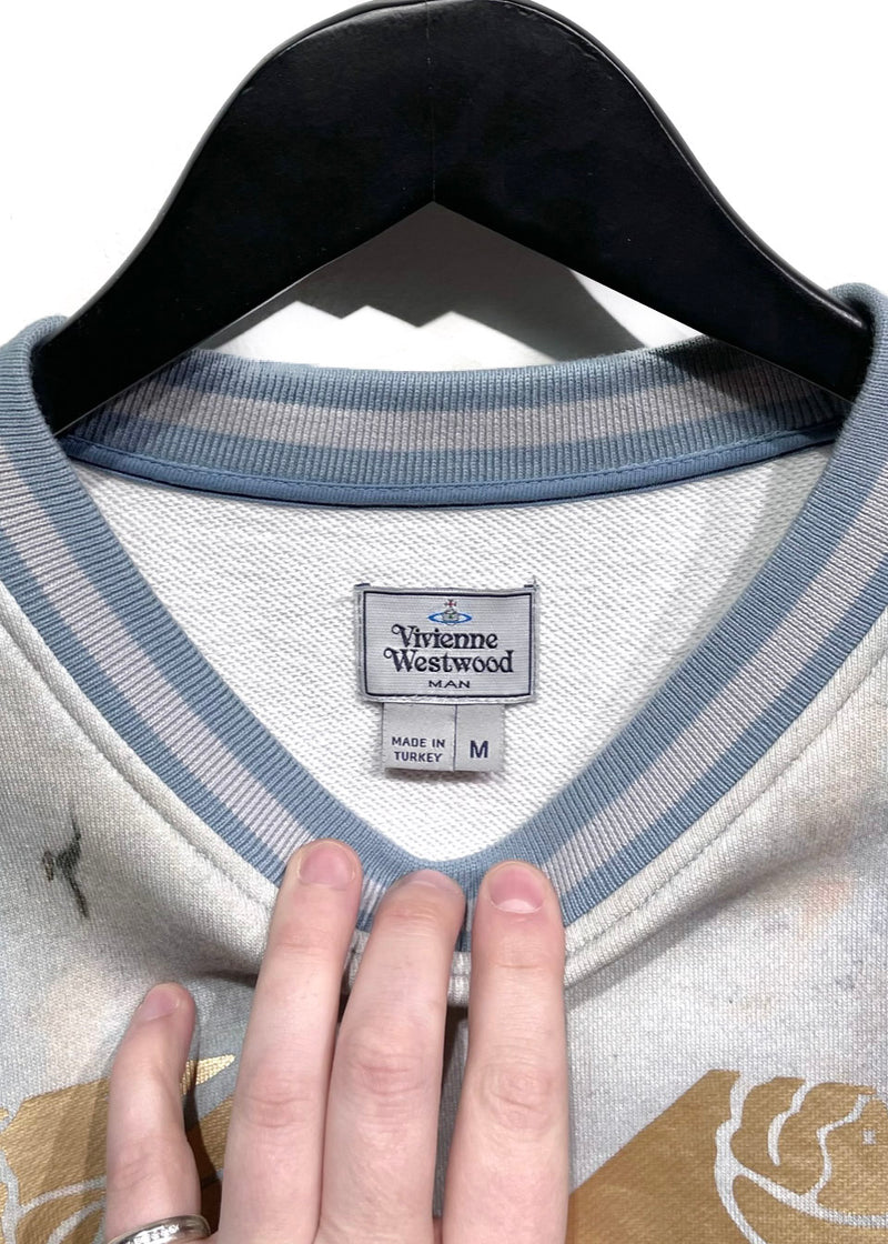 Vivienne Westwood Rare Tie Dye Blue Gold 69 Orgy Print Sweatshirt