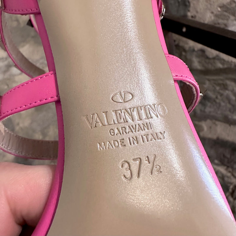 Valentino Pink Leather Rockstud Caged Heeled 100 Sandals