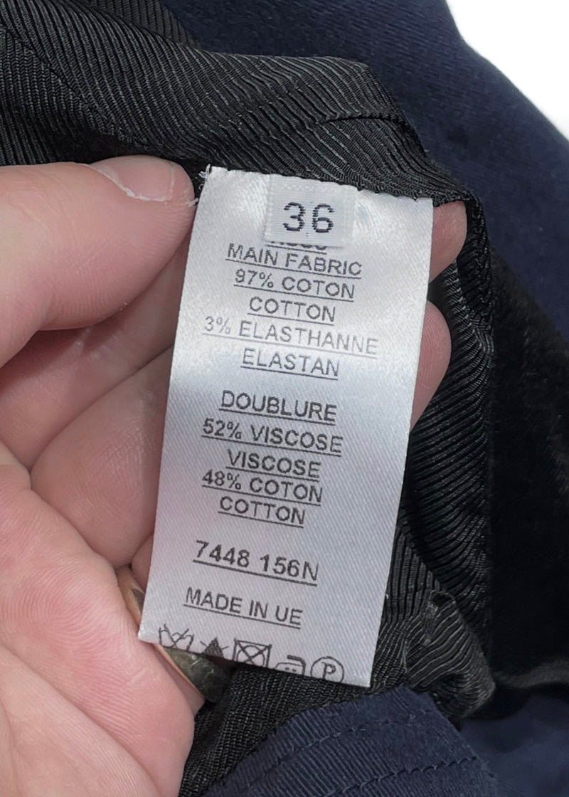 Balmain Navy Cotton Double-Breasted Jacket with Swarovski