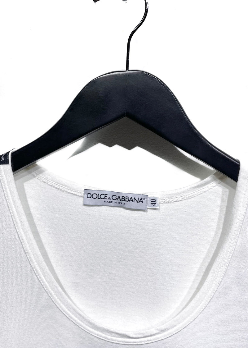 Camisole débardeur de coton blanc Dolce & Gabbana '' 10 '' avec dentelle