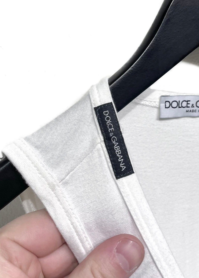 Camisole débardeur de coton blanc Dolce & Gabbana '' 10 '' avec dentelle