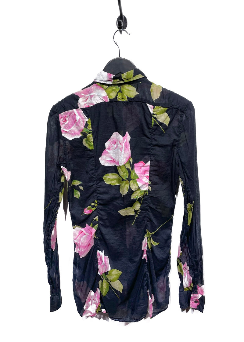Chemise noire avec détails de fleurs﻿ Dolce & Gabbana