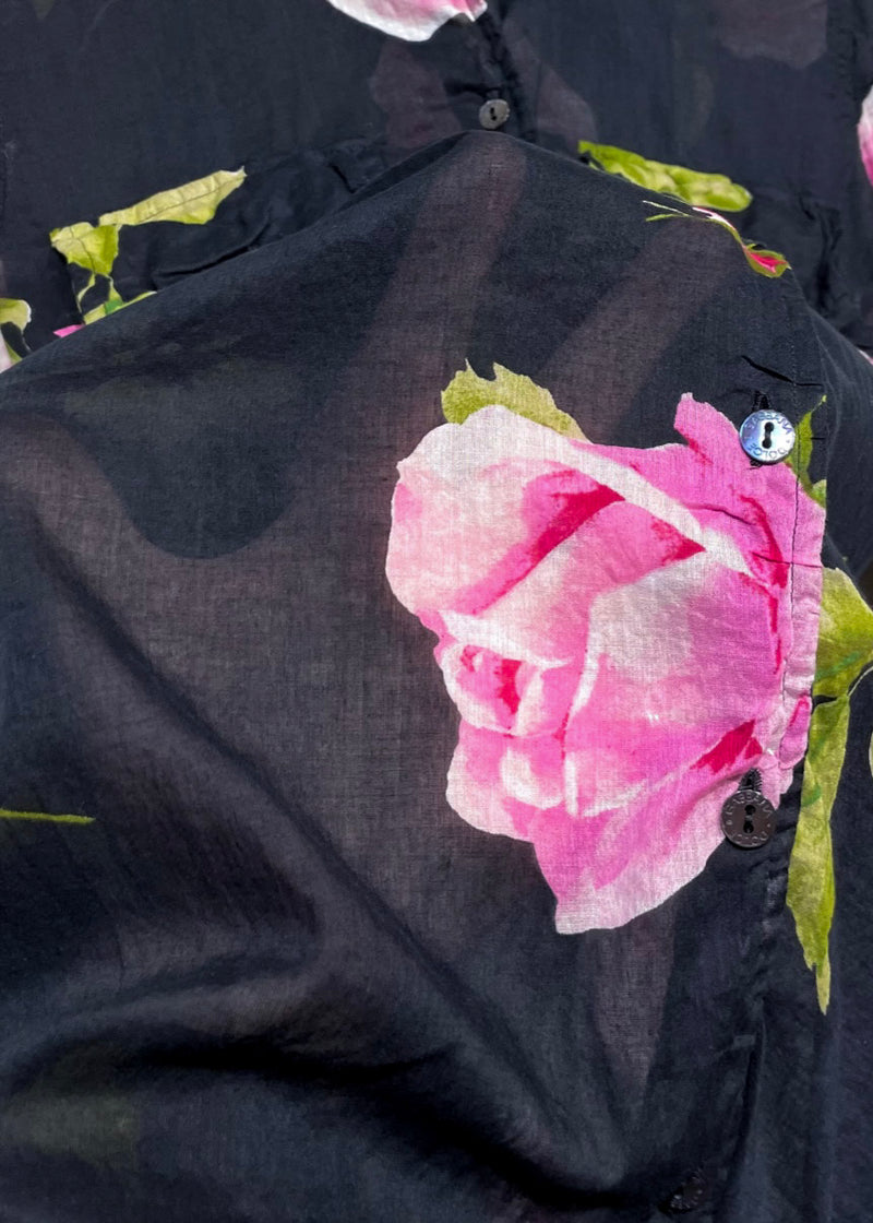 Chemise noire avec détails de fleurs﻿ Dolce & Gabbana