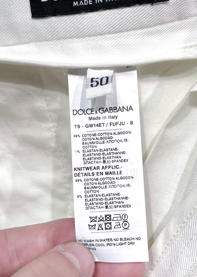 Dolce & Gabbana Ivory Cargo Jogger Contrast Cuffs Trouser