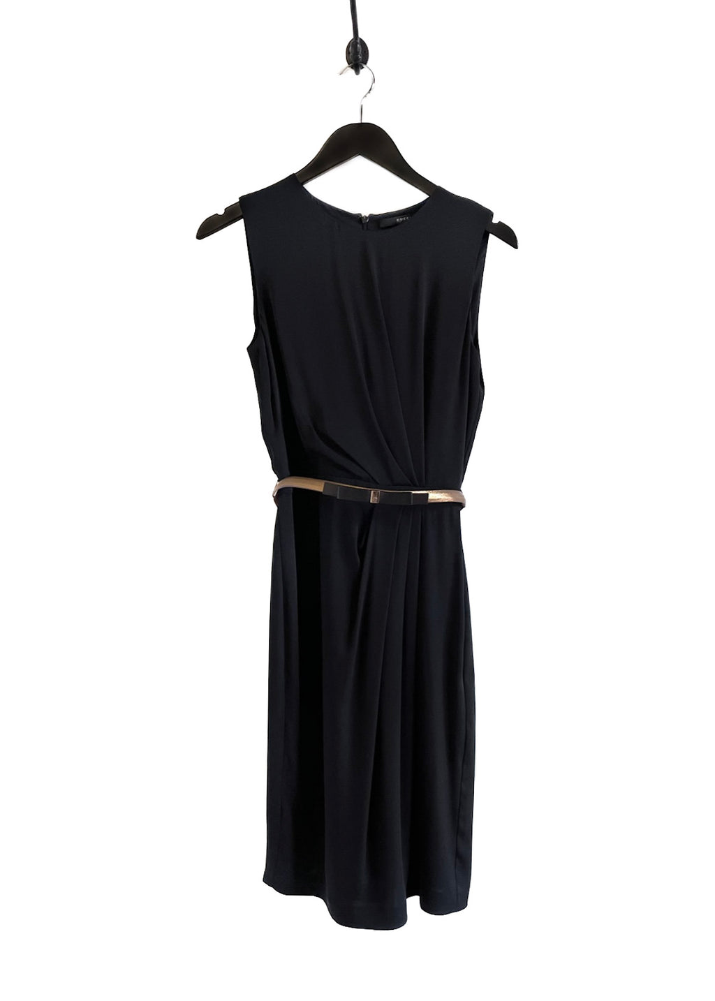 Gucci Black Sleeveless Belted Silk Dress