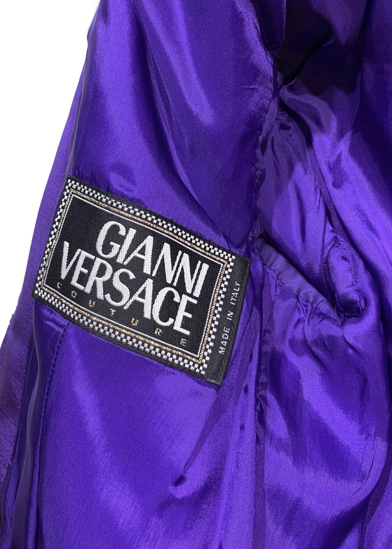 Veste courte Versace vintage mauve et multi-imprimés