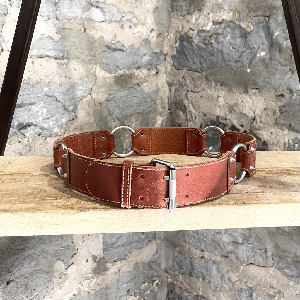 Balenciaga Brown Studded Leather Belt