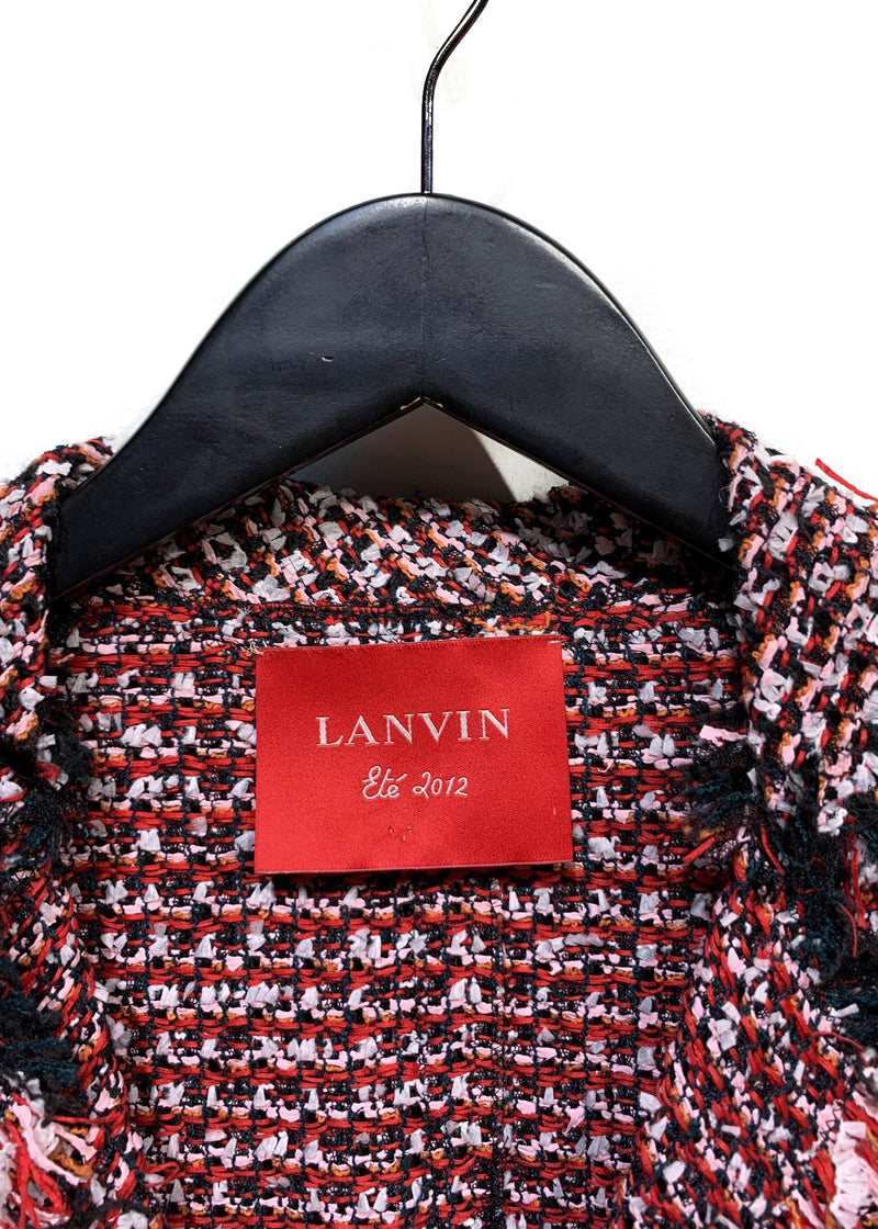 Blazer en tweed rouge déconstruit Lanvin