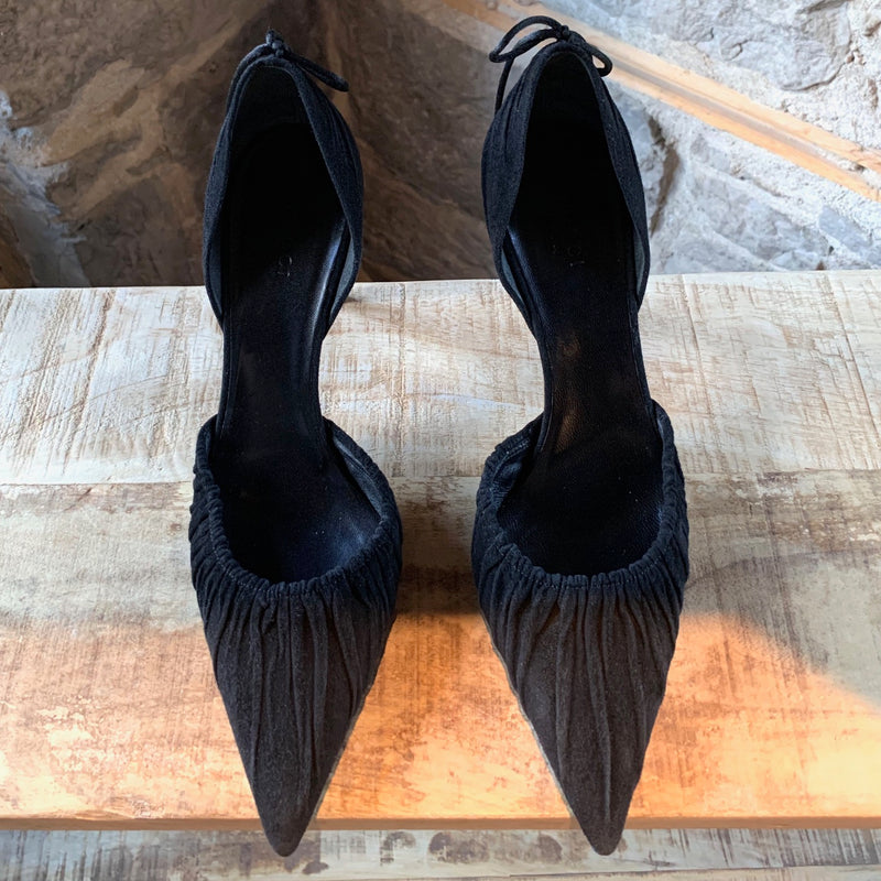 Gucci Black Suede D'orsay Pointy Pumps