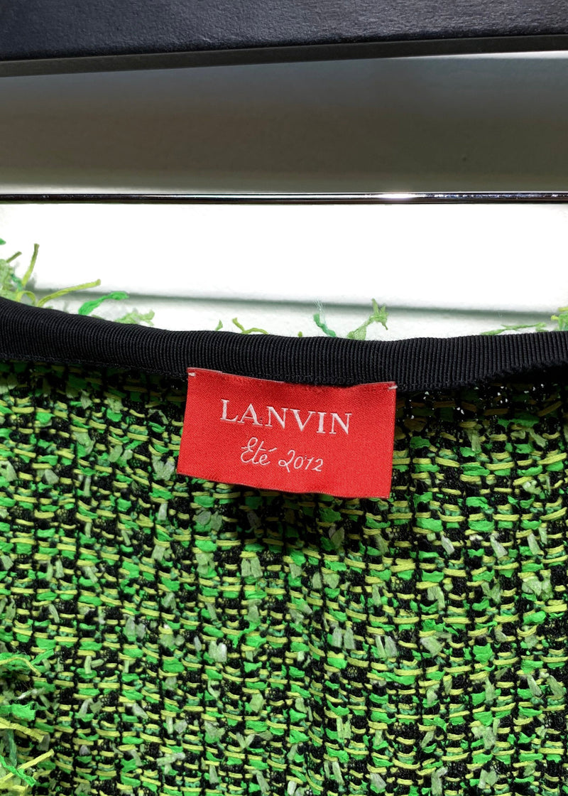 Mini-jupe en tweed vert Lanvin