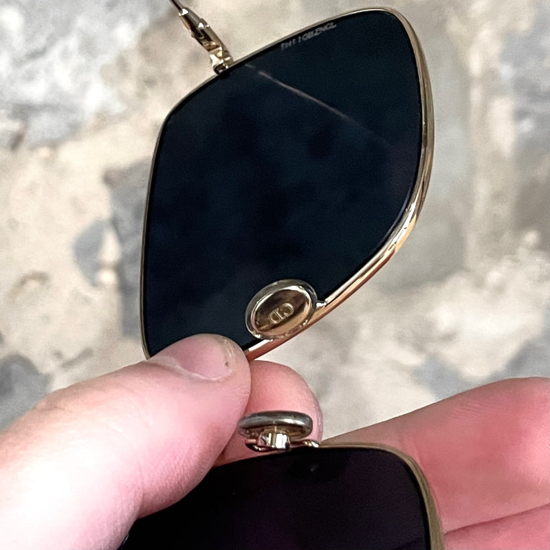 Dior Stellaire1 Blue Lense Gold Frame Square Sunglasses